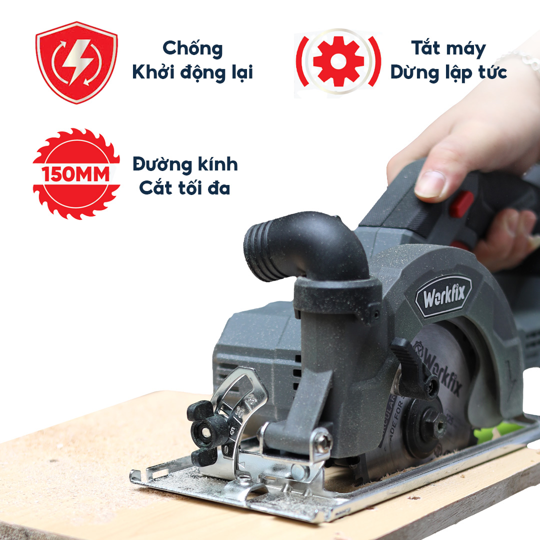 Máy cưa đĩa Workfix WF-CS150PRO - Đường kính đĩa150mm - Tặng 3 lưỡi cắt - Ảnh 4