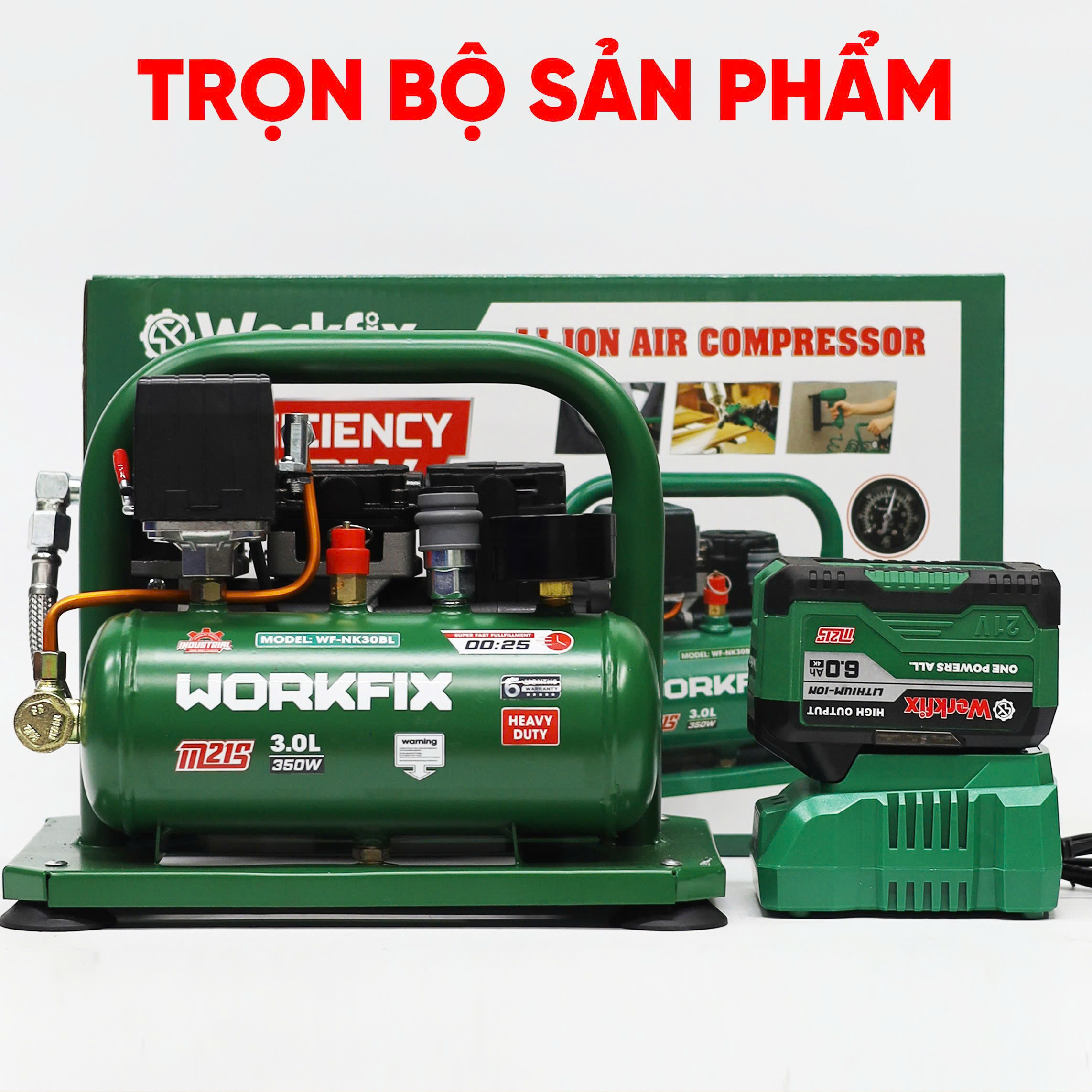 Máy nén khí Workfix WF-NK30BL - Dung tích 3L - Nạp đầy bình 25 giây - Ảnh 15