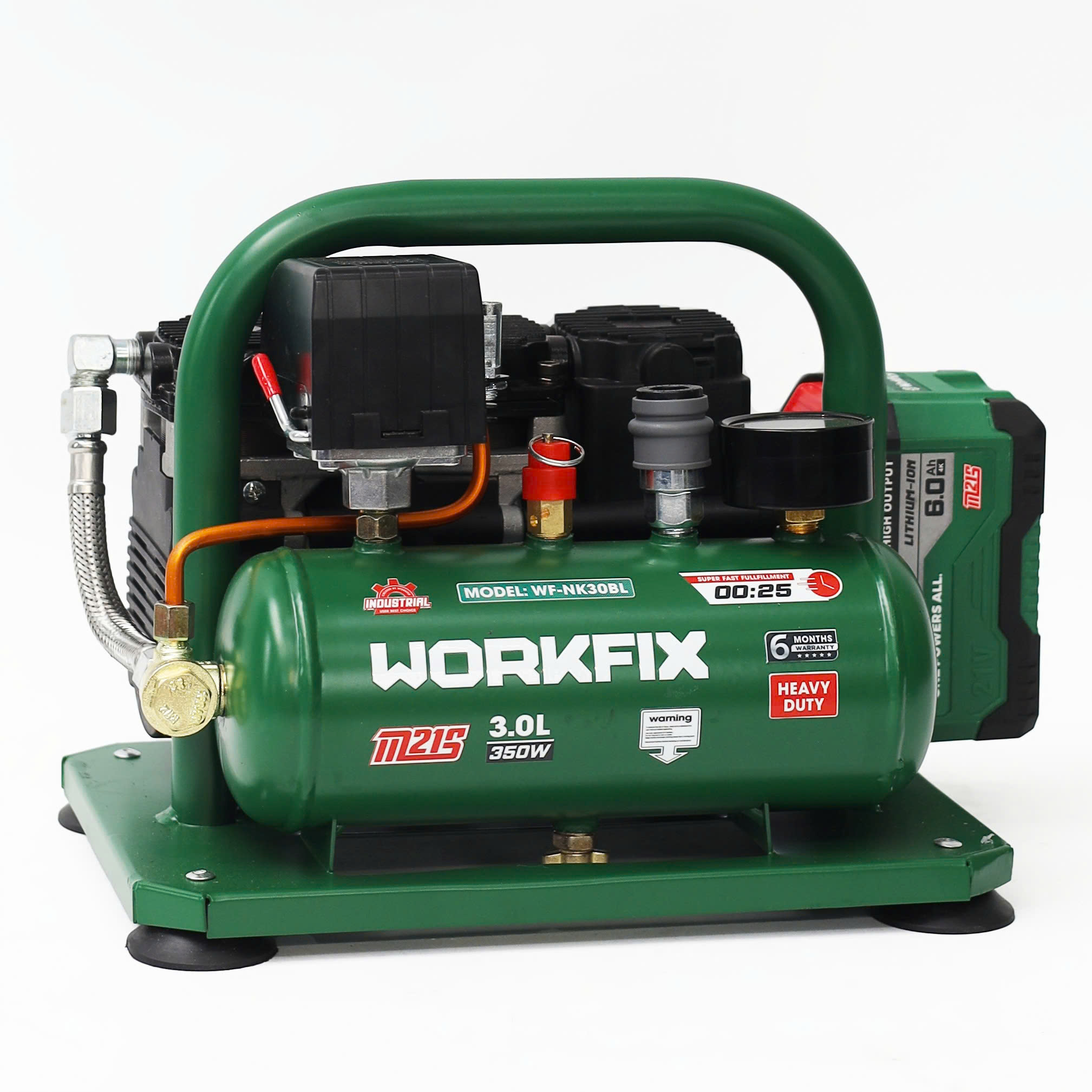 Máy nén khí Workfix WF-NK30BL - Dung tích 3L - Nạp đầy bình 25 giây - Ảnh 3
