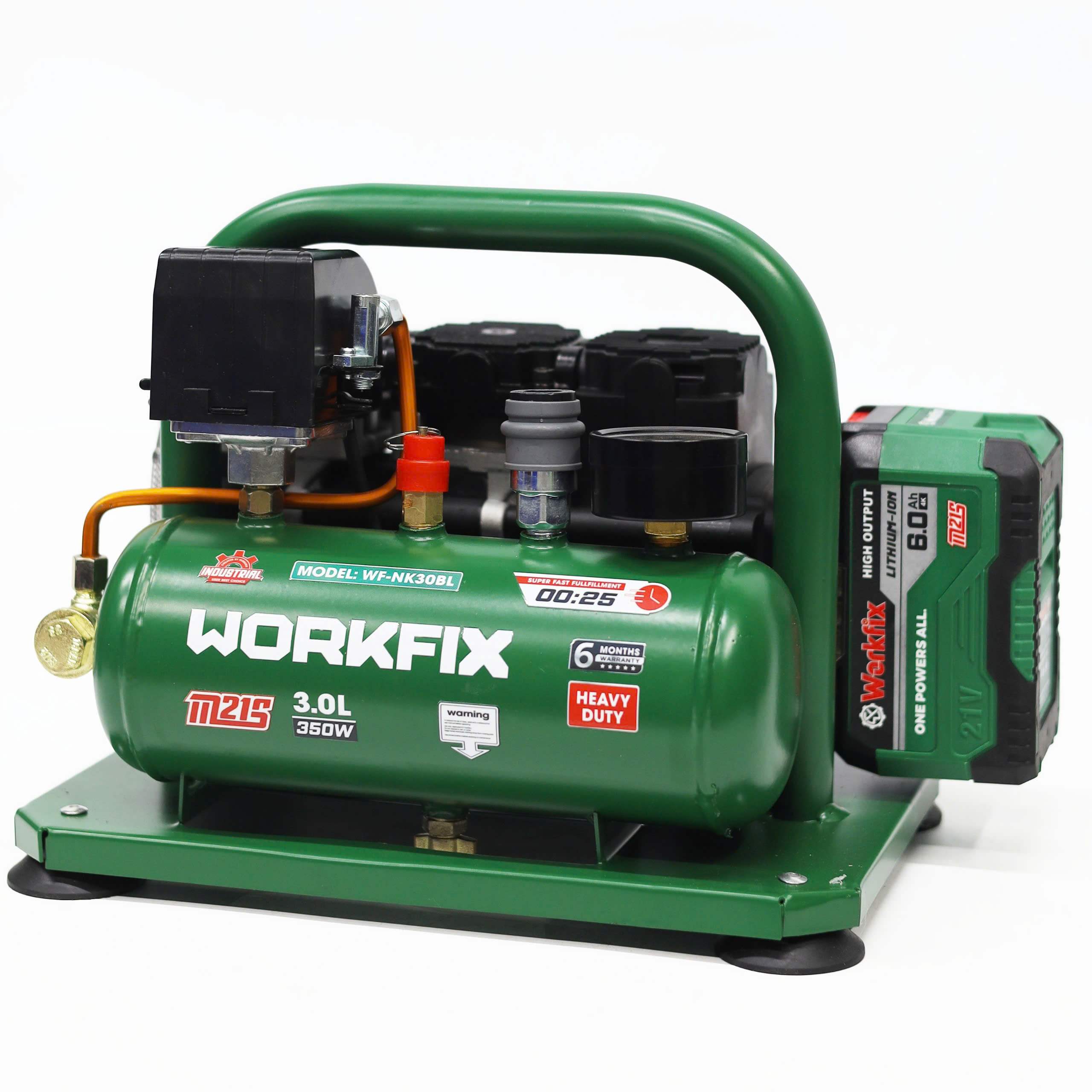 Máy nén khí Workfix WF-NK30BL - Dung tích 3L - Nạp đầy bình 25 giây - Ảnh 4