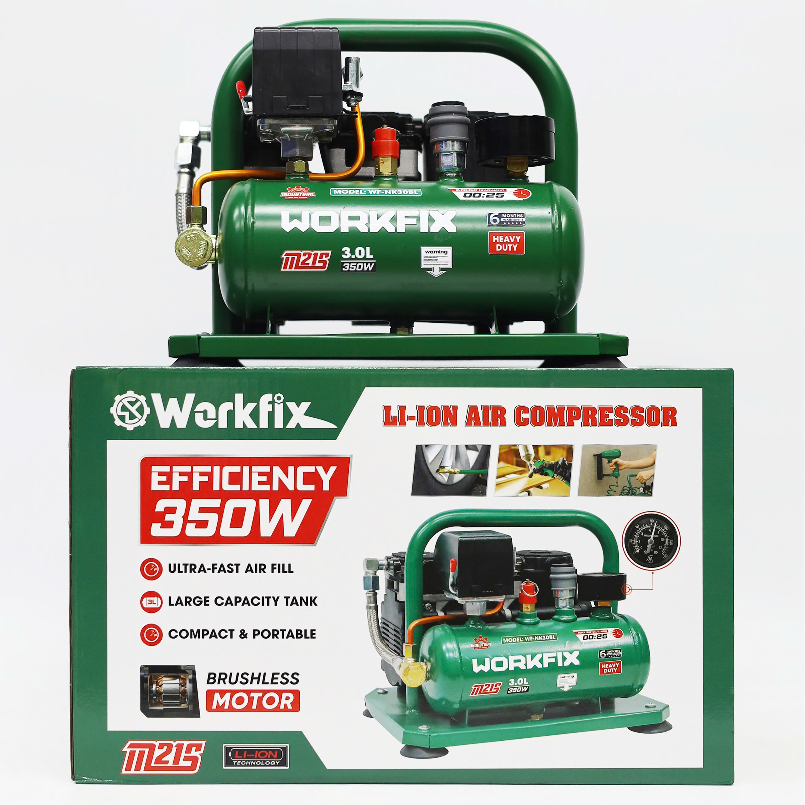 Máy nén khí Workfix WF-NK30BL - Dung tích 3L - Nạp đầy bình 25 giây - Ảnh 7
