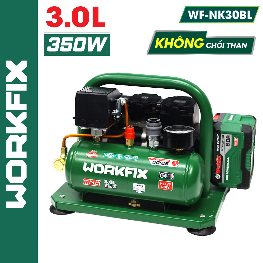Máy nén khí Workfix WF-NK30BL - Dung tích 3L - Nạp đầy bình 25 giây