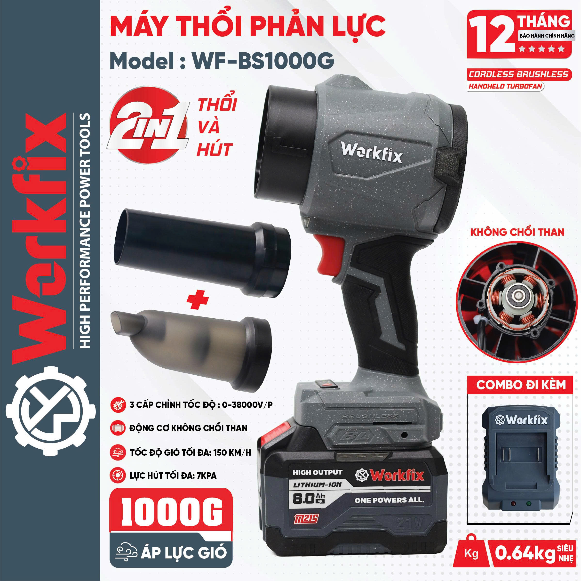 Máy thổi phản lực vừa thổi vừa hút Workfix WF-PL1000G - Ảnh 13