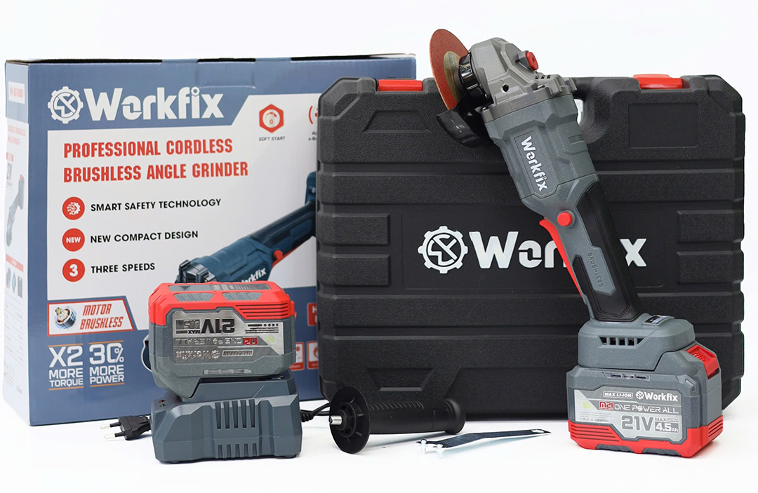 Máy mài góc pin 3 tốc độ Workfix WF-AG100BV - Không chổi than - Chống khởi động lại 40 HỘP ĐỰNG TIỆN LỢI