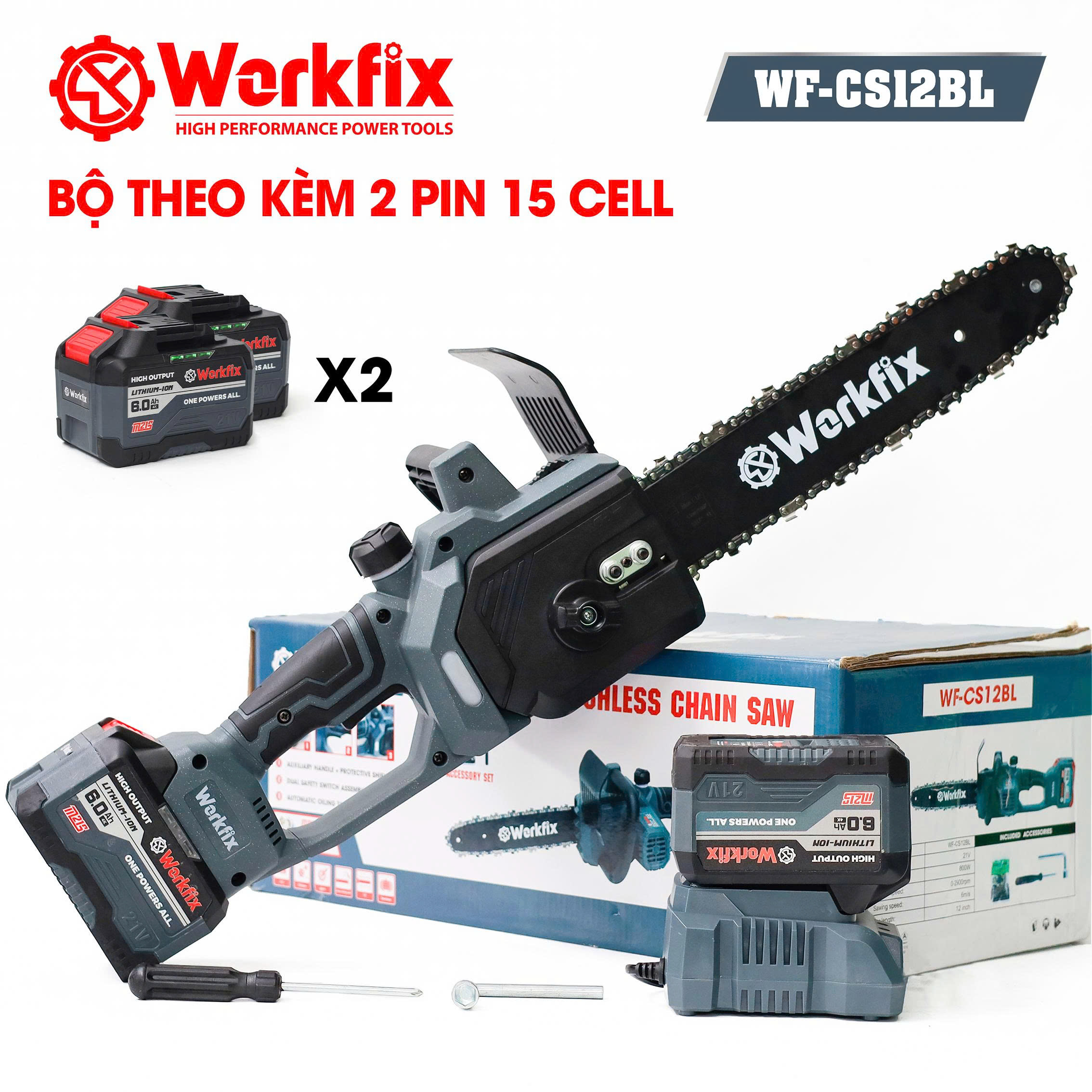 Máy cưa xích pin Workfix WF-CS1202BL - Lam 12 inch - Động cơ không chổi than 10 Máy cưa xích pin Workfix WF-CS1202BL - Lam 12 inch - Động cơ không chổi than - Ảnh 10