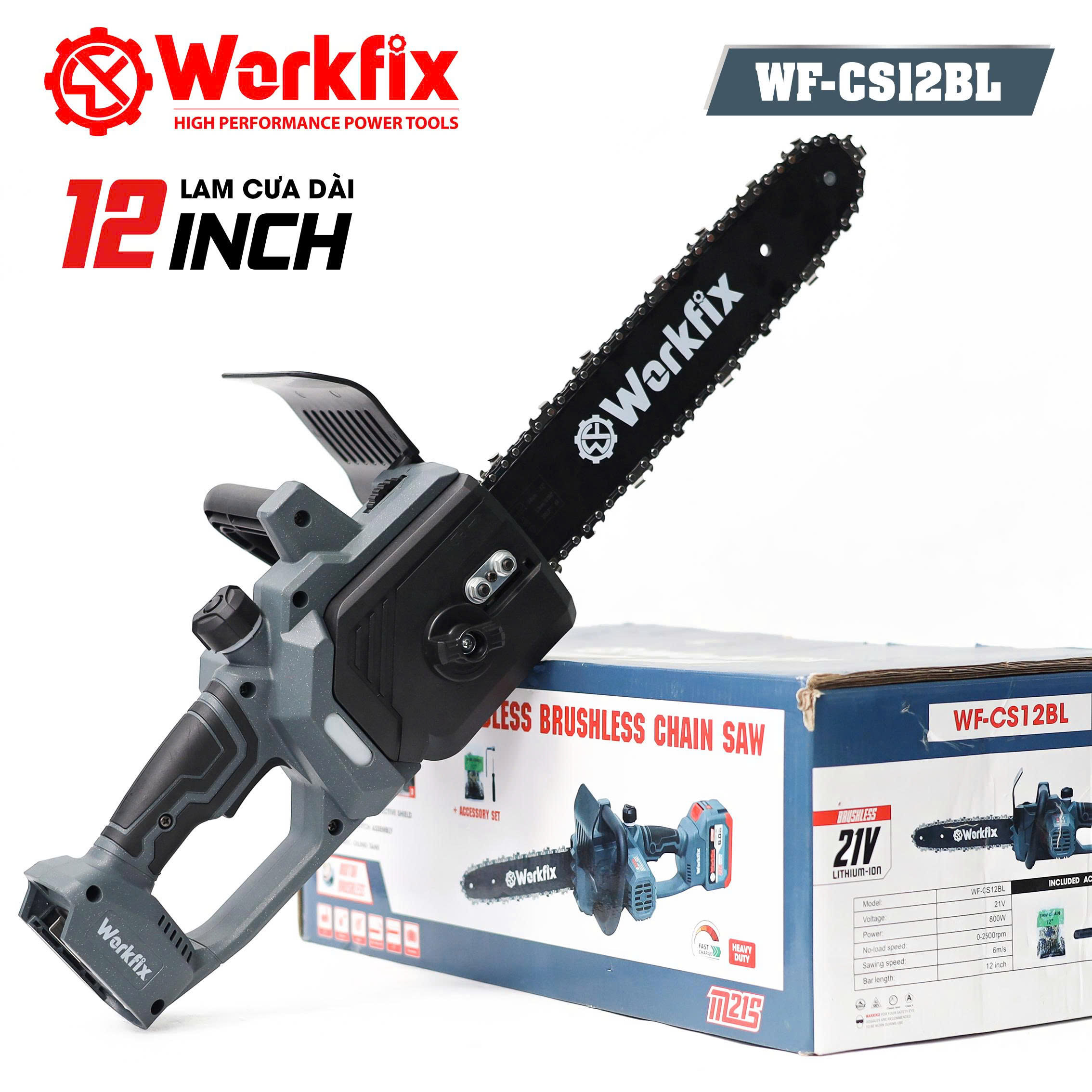 Máy cưa xích pin Workfix WF-CS1202BL - Lam 12 inch - Động cơ không chổi than 11 Máy cưa xích pin Workfix WF-CS1202BL - Lam 12 inch - Động cơ không chổi than - Ảnh 11