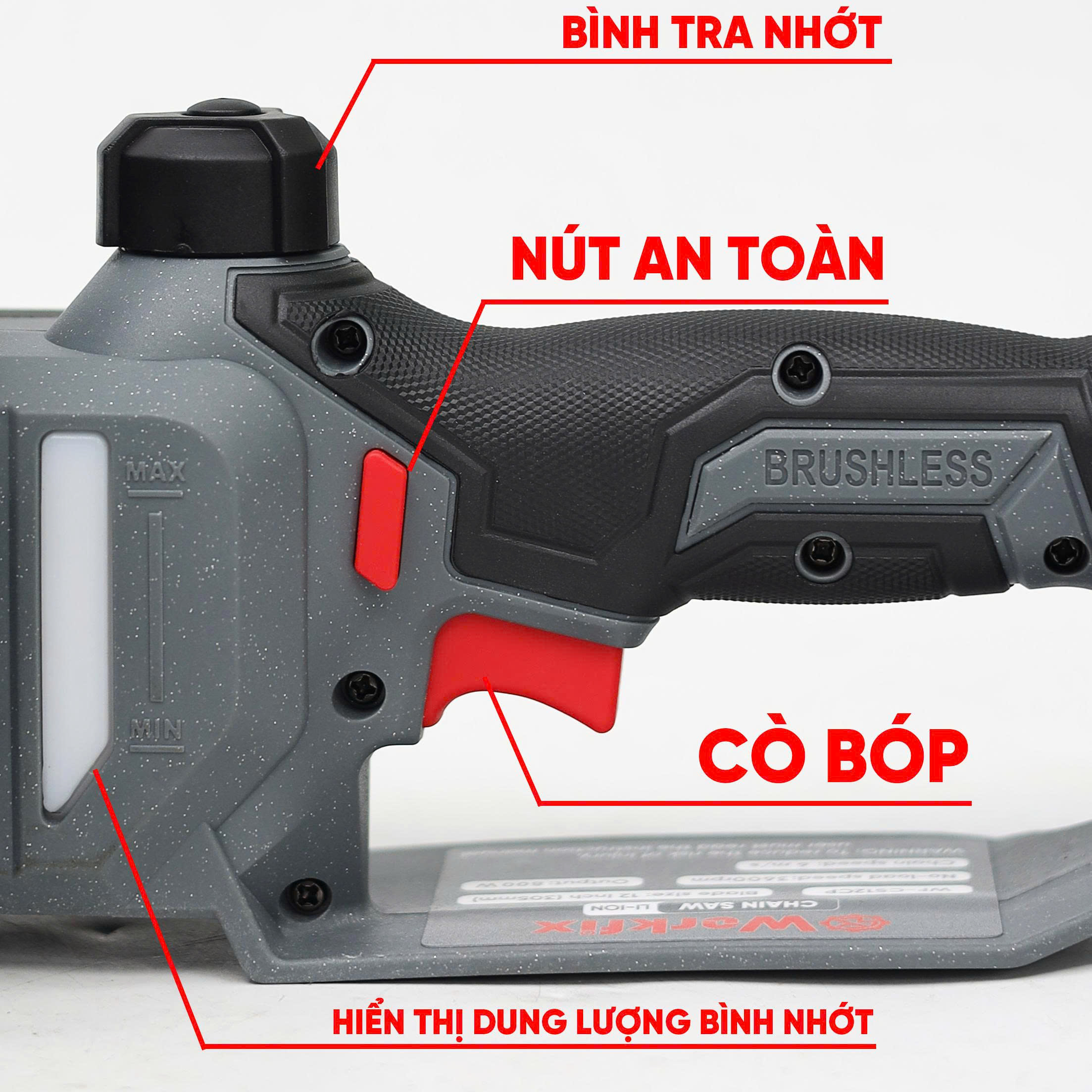 Máy cưa xích Workfix WF-CS12CV - Lam dài 12inch - Tra nhớt tự động 12 Máy cưa xích Workfix WF-CS12CV - Lam dài 12inch - Tra nhớt tự động - Ảnh 12