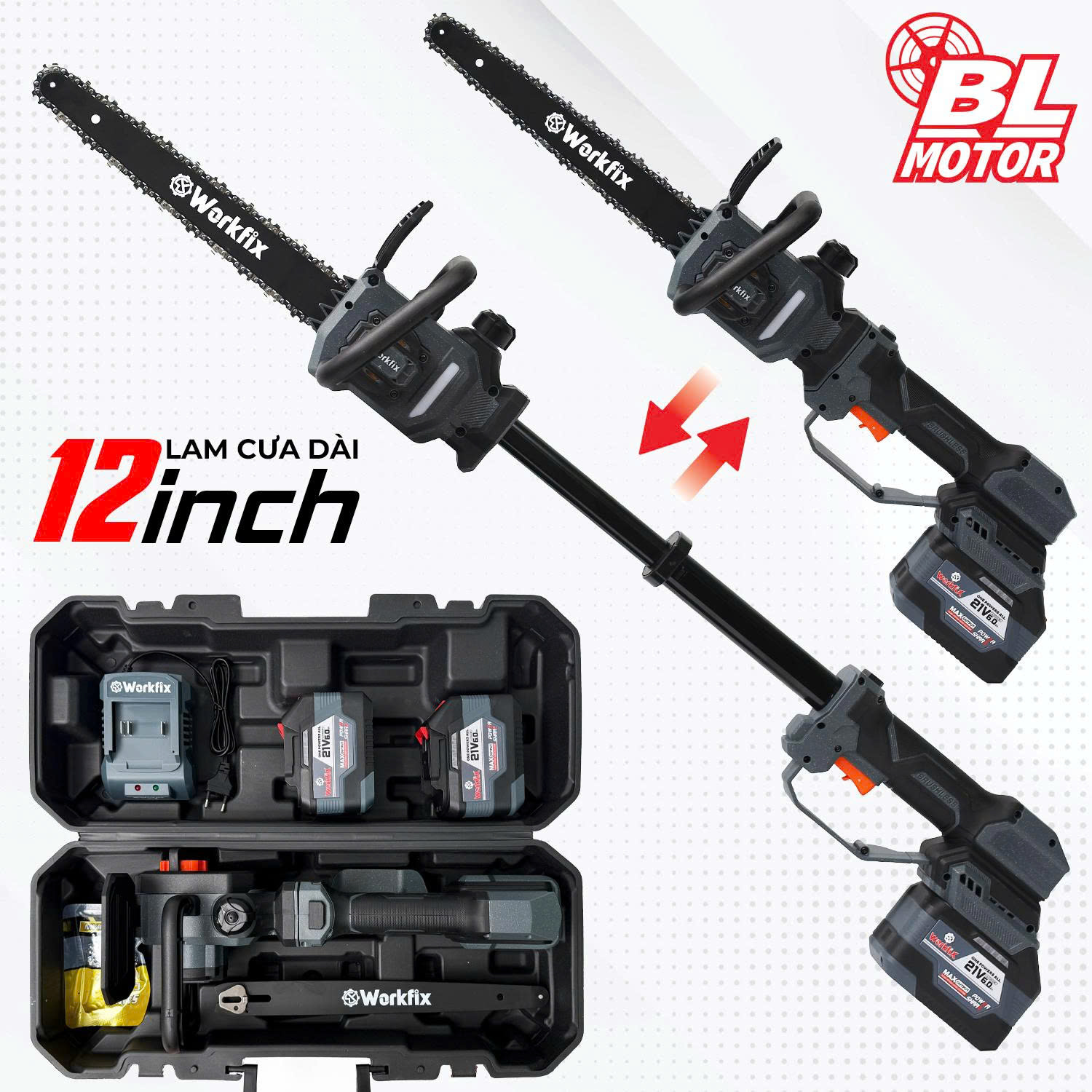 Máy cưa xích 12 inch Workfix WF-CS12PROMAX - Tra nhớt tự động - Tích hợp cần nối dài 8 Máy cưa xích 12 inch Workfix WF-CS12PROMAX - Tra nhớt tự động - Tích hợp cần nối dài - Ảnh 8