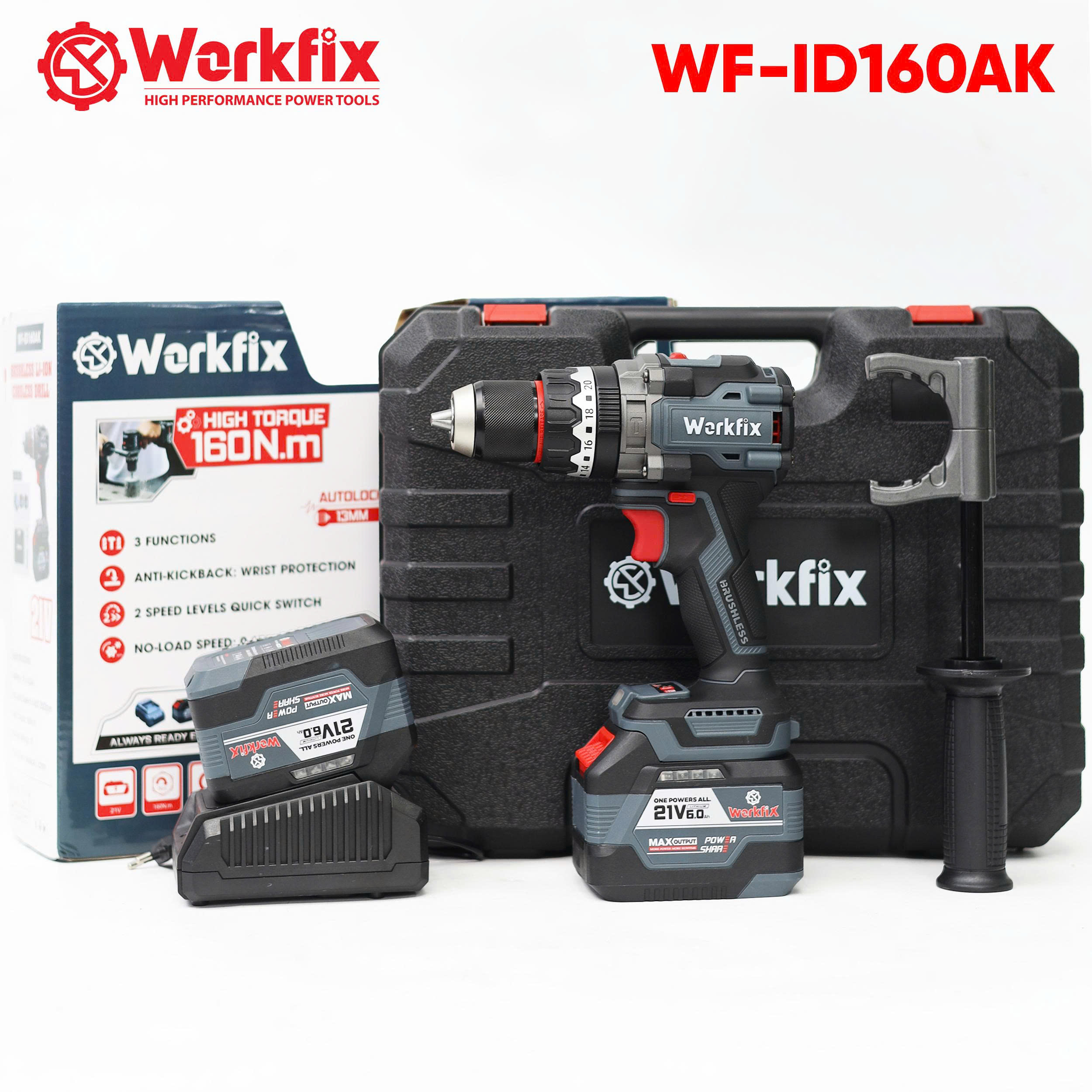 Máy khoan rút lõi Workfix WF-ID160AK-Động cơ lõi đồng-Lực siết 160N.m