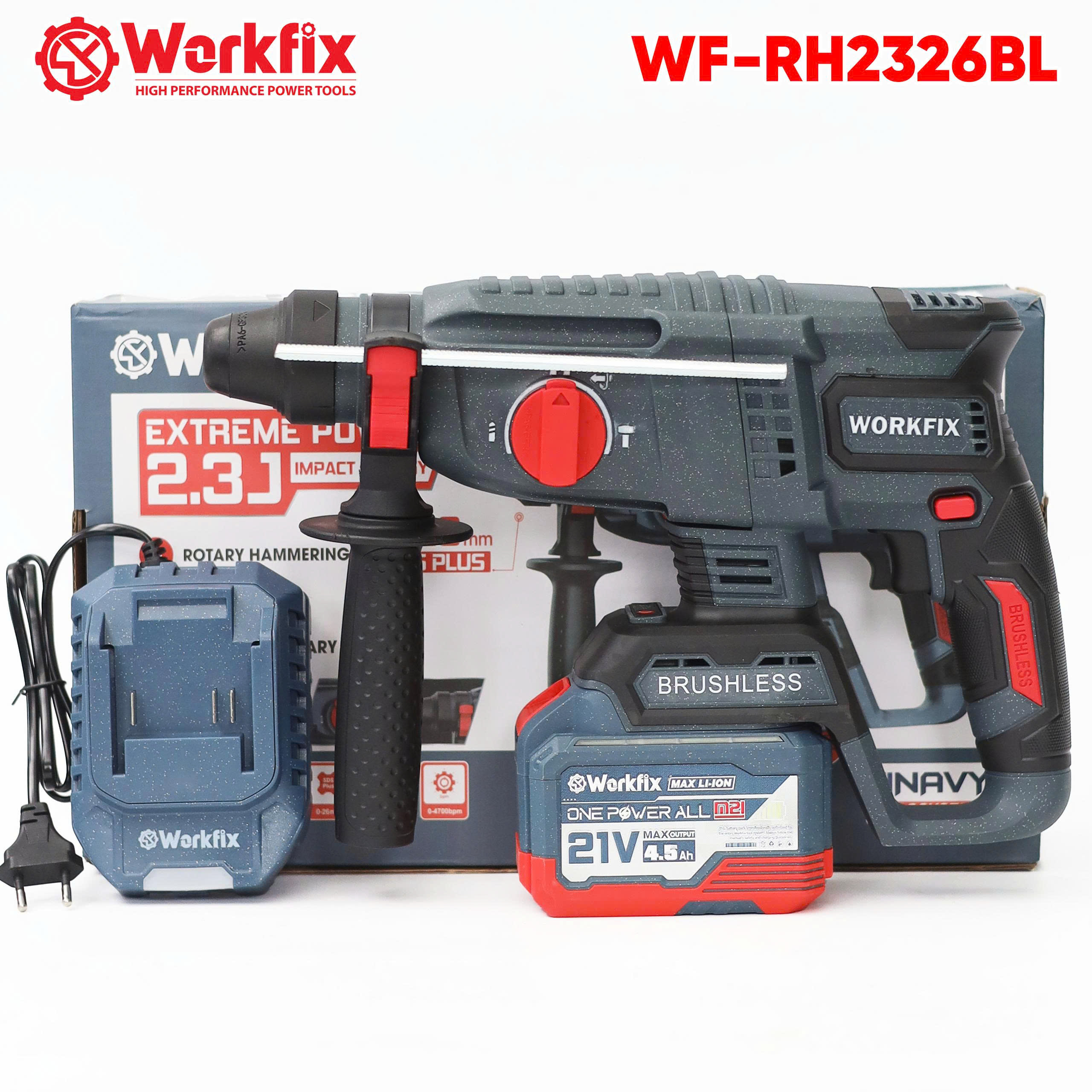 Máy khoan bê tông pin Workfix WF-RH2326B-3 chức năng-Lực 2.3J