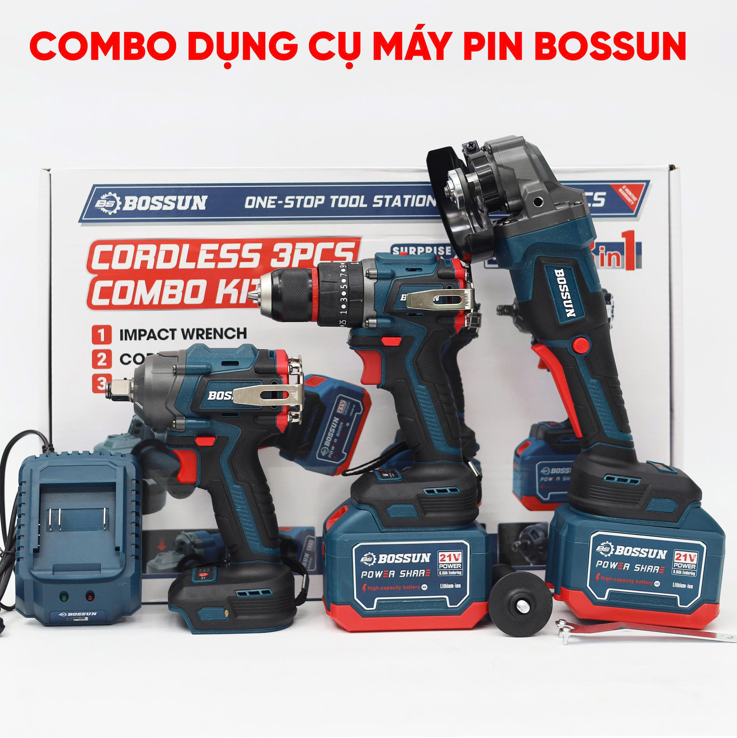 Combo siêu hời máy mài, máy siết Bulong, máy khoan Bossun