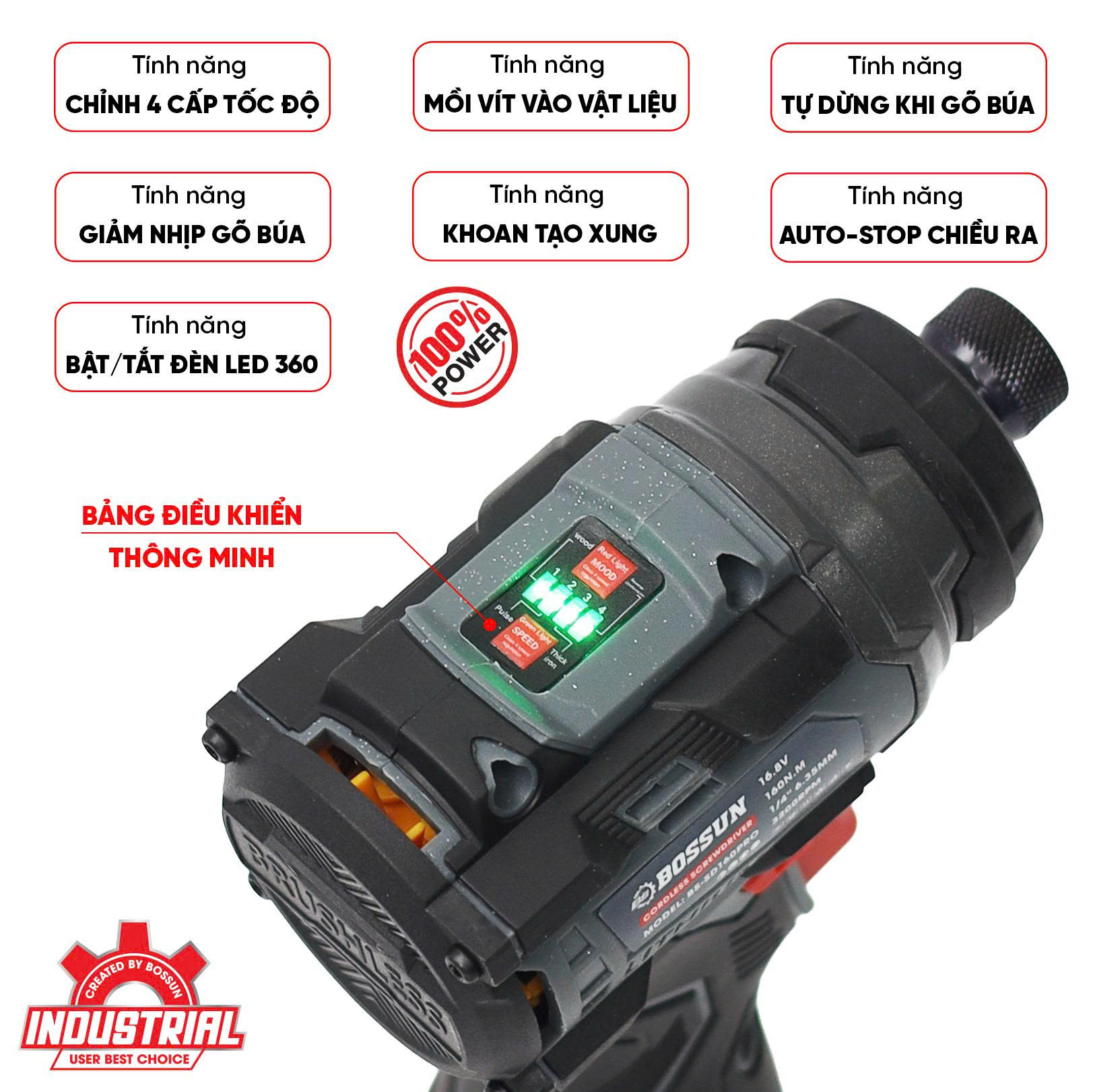 Máy chuyên vít Bossun BS-SD160PRO - Lực siết 160N - 4 cấp tốc độ - 5 chế độ thông minh 13 Máy chuyên vít Bossun BS-SD160PRO - Lực siết 160N - 4 cấp tốc độ - 5 chế độ thông minh - Ảnh 13