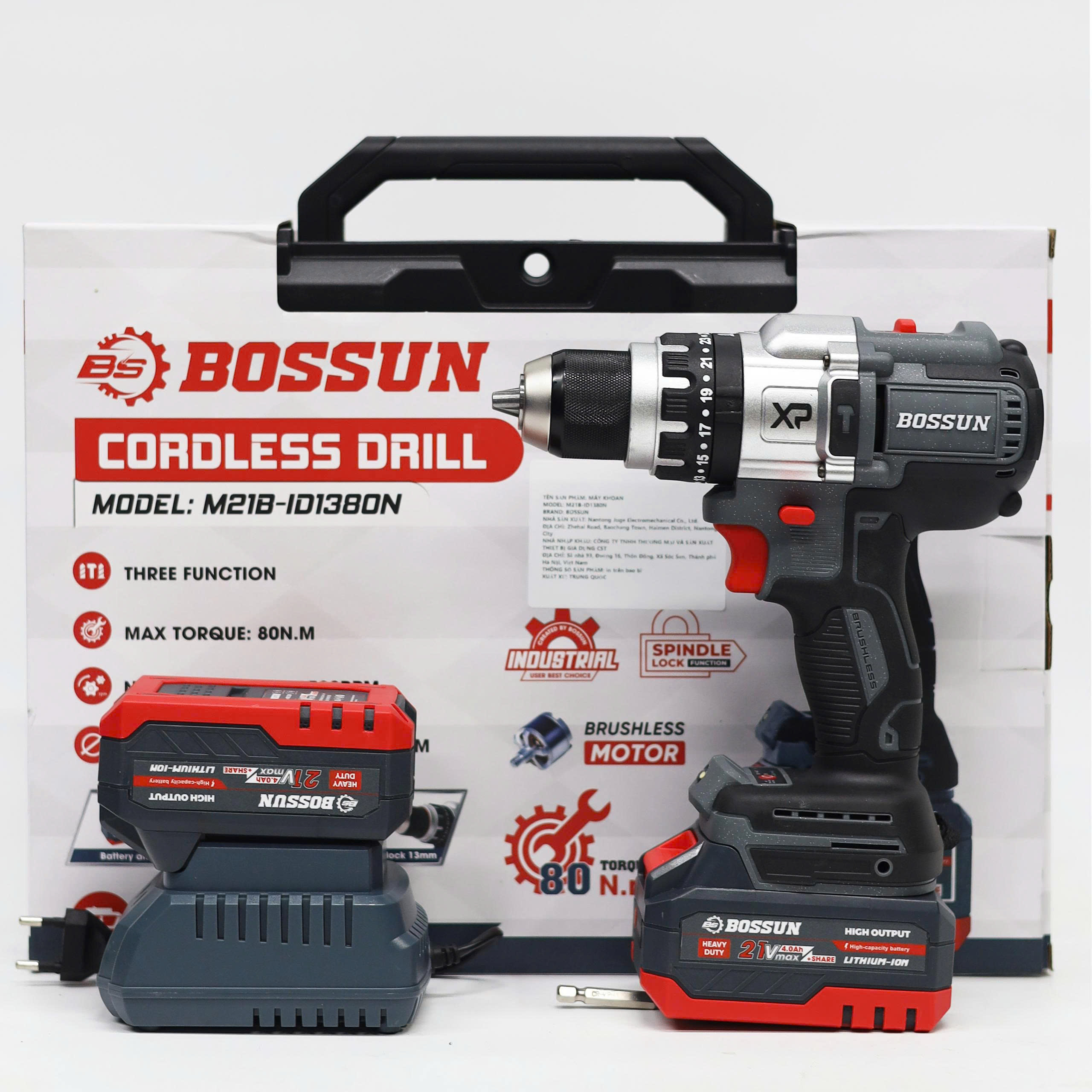 Máy khoan pin 13mm Bossun M21B-ID1380BL