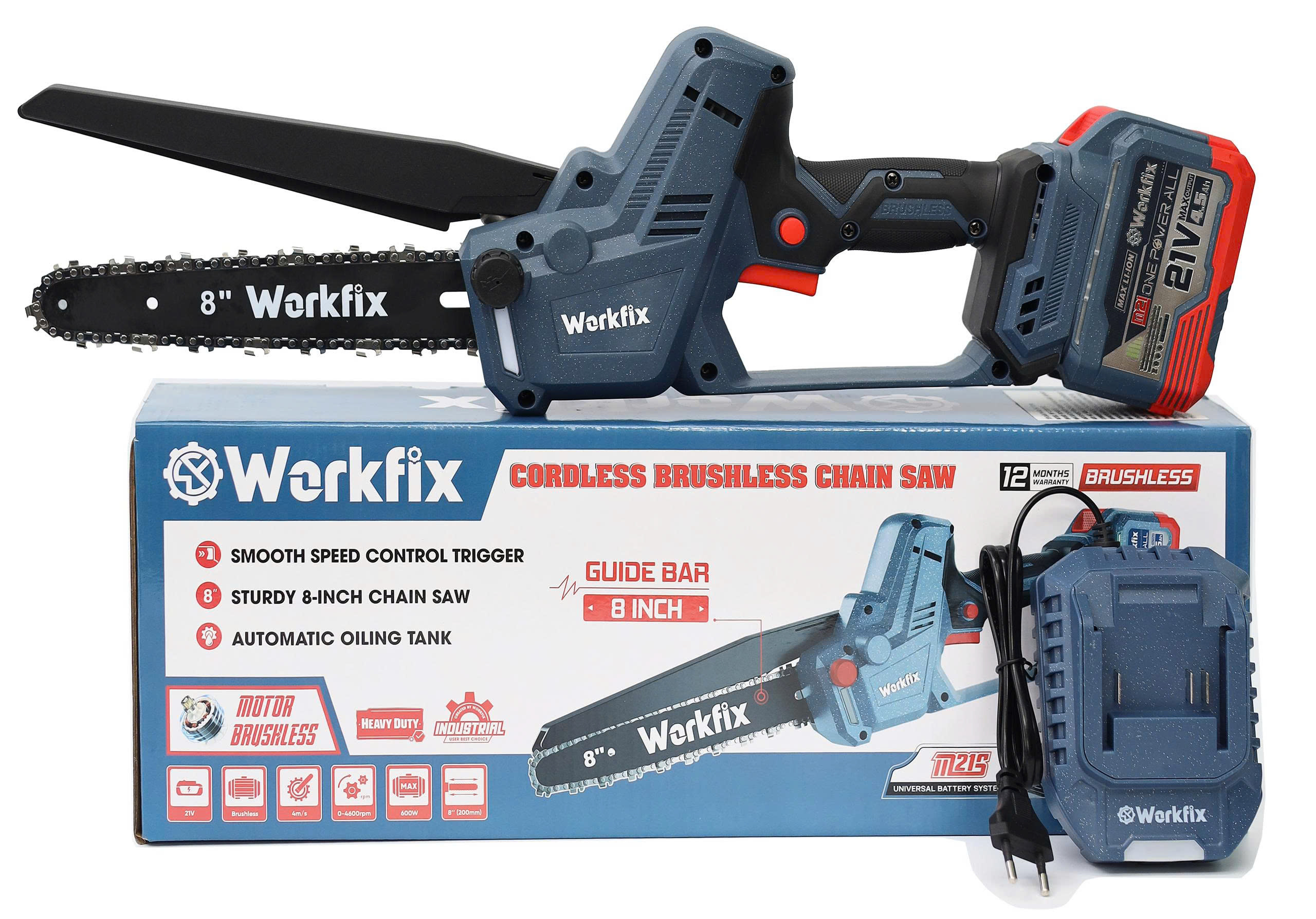 Máy cưa xích pin Workfix WF-CS0802PRO - Lam 8 inch - Động cơ không chổi than 4 Máy cưa xích pin Workfix WF-CS0802PRO - Lam 8 inch - Động cơ không chổi than - Ảnh 4