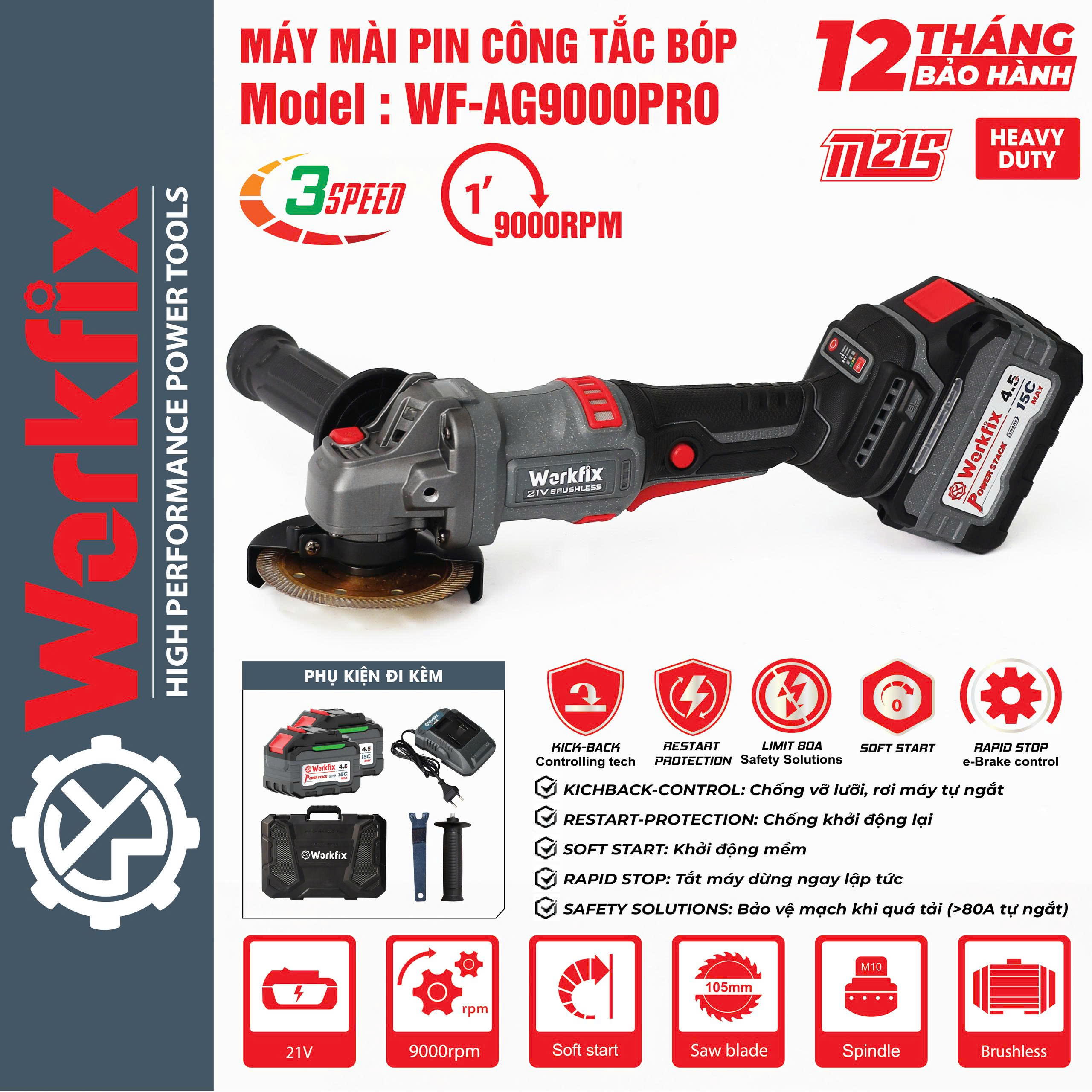 Máy mài góc Workfix WF-AG9000ATC-3 cấp tốc độ-Động cơ không chổi than-Chống sốc đá 5 Máy mài góc Workfix WF-AG9000ATC-3 cấp tốc độ-Động cơ không chổi than-Chống sốc đá - Ảnh 5