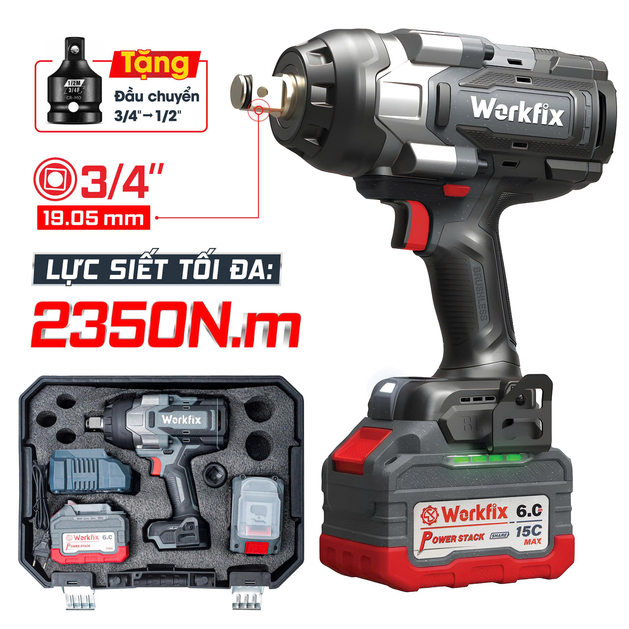 Máy siết Bulong Workfix WF-IW2350PRO - Đầu khẩu 3/4 - Lực siết .m 8 Máy siết Bulong Workfix WF-IW2350PRO - Đầu khẩu 3/4 - Lực siết .m - Ảnh 8