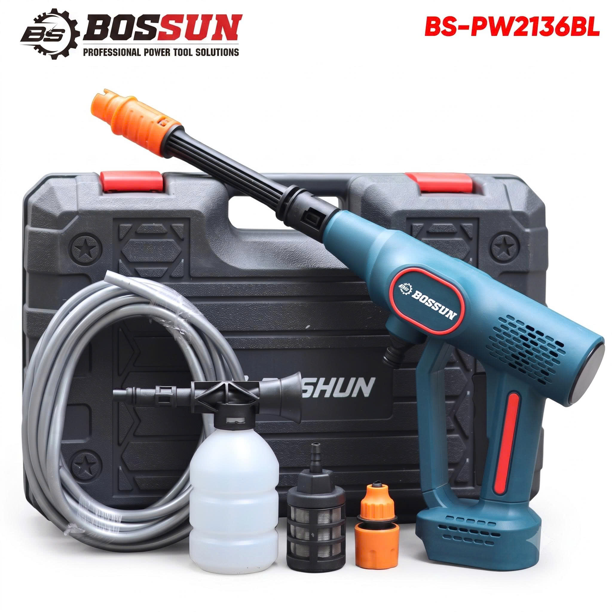 Máy rửa xe pin Bossun BS-PW2136BL - Áp lực: 24 bar - 6 chế độ phun
