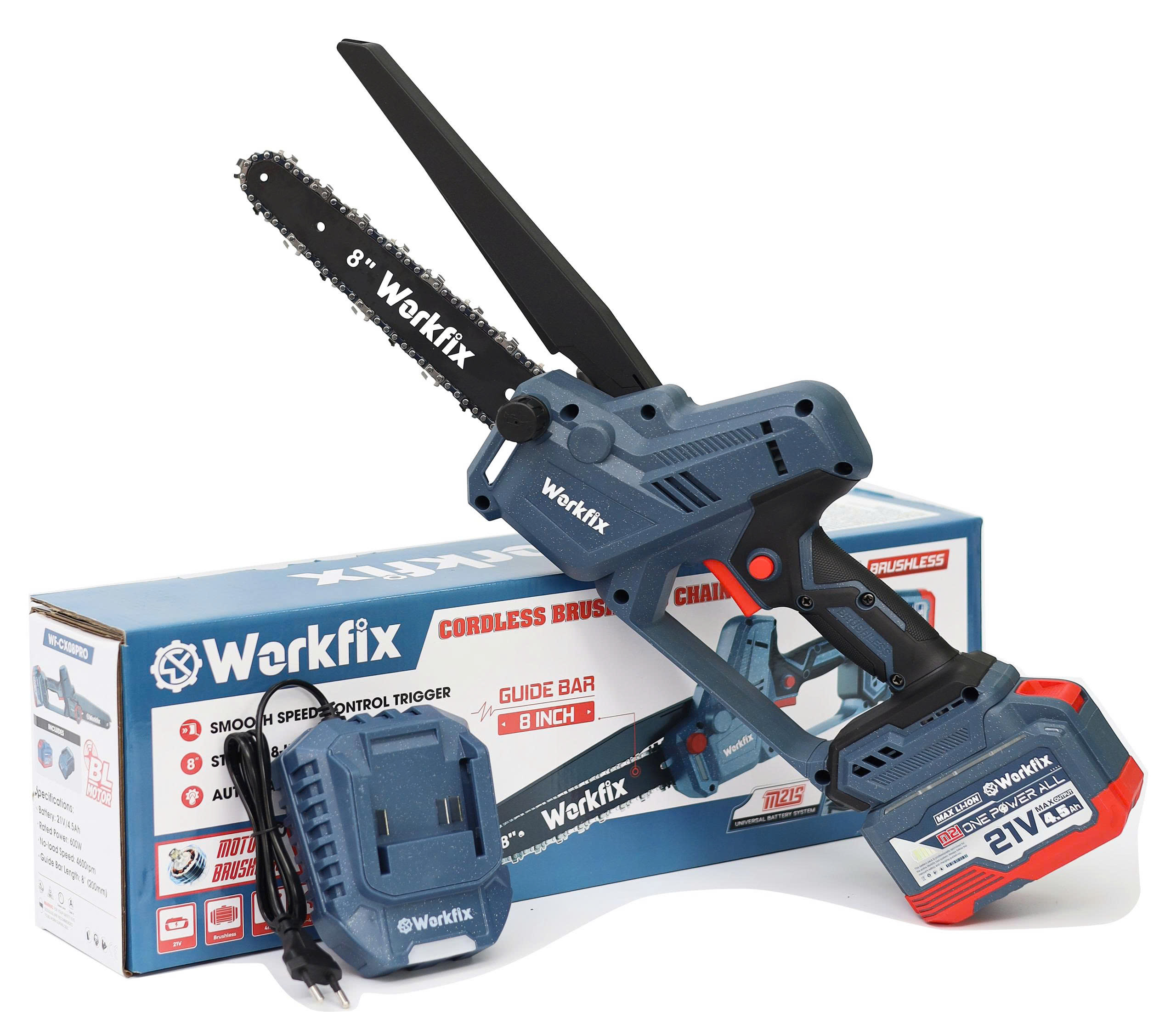 Máy cưa xích pin Workfix WF-CS0802PRO - Lam 8 inch - Động cơ không chổi than 7 Máy cưa xích pin Workfix WF-CS0802PRO - Lam 8 inch - Động cơ không chổi than - Ảnh 7