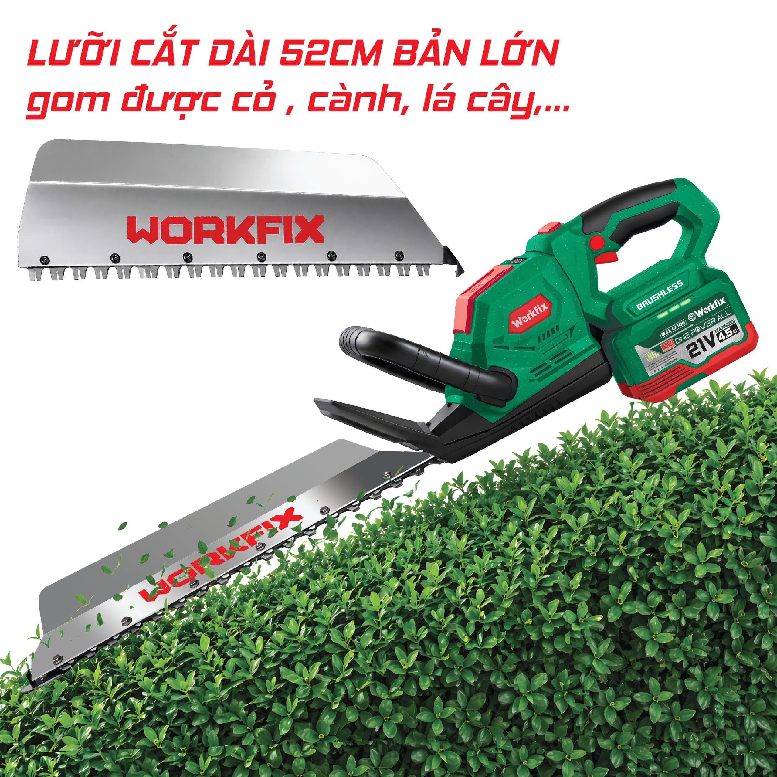 Máy cắt tỉa hàng rào Workfix WF-HT520PRO - Lưỡi cắt thép cacbon siêu bền. 3 Máy cắt tỉa hàng rào Workfix WF-HT520PRO - Lưỡi cắt thép cacbon siêu bền. - Ảnh 3