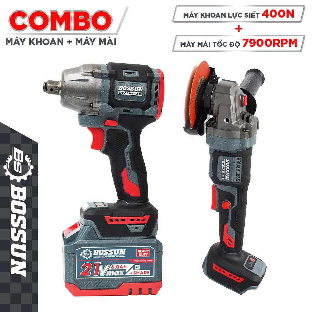 Combo Máy siết Bulong tặng thân máy mài Bossun M21B-CB0202PRO 3 Combo Máy siết Bulong tặng thân máy mài Bossun M21B-CB0202PRO - Ảnh 3