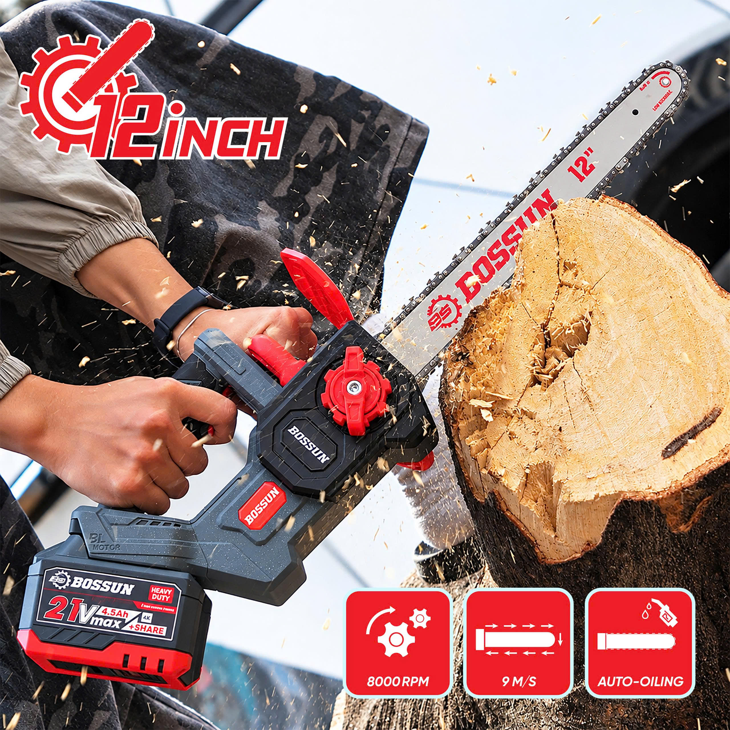 Máy cưa xích 12inch tra nhớt tự động Bossun M21B-CS1202G 10 Máy cưa xích 12inch tra nhớt tự động Bossun M21B-CS1202G - Ảnh 10