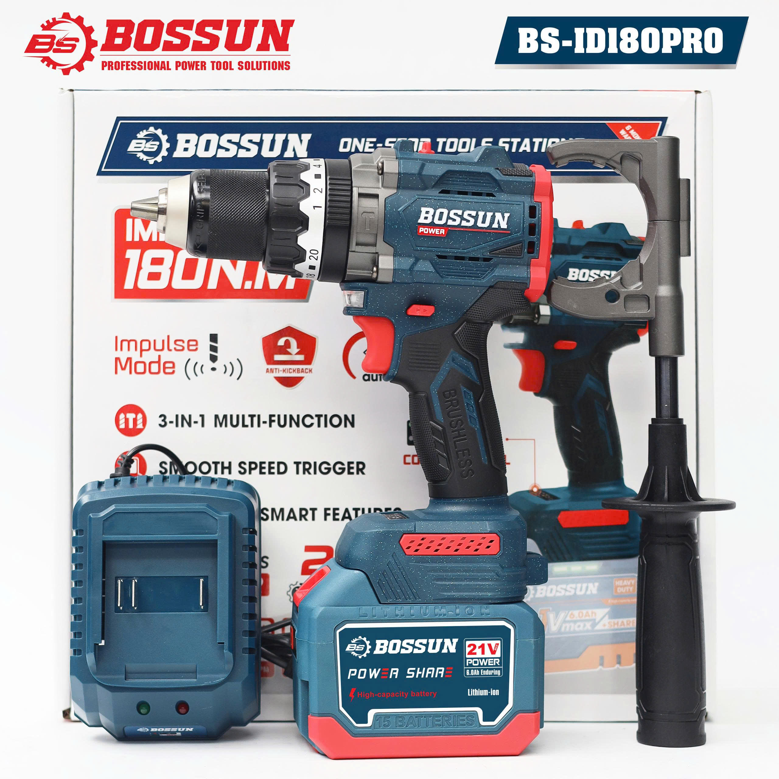 Máy khoan rút lõi pin Bossun BS-ID180PRO - Lực siết 180N.m 18 tron bo 1